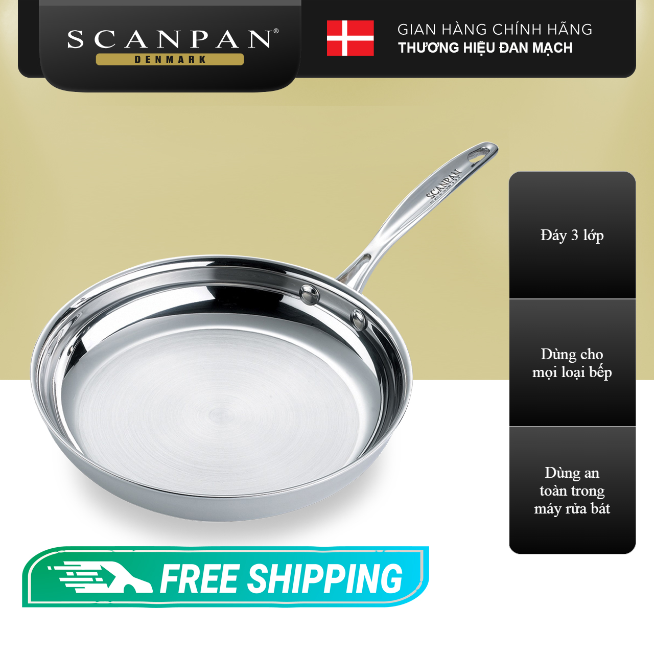 Chảo inox đáy từ Scanpan Impact 26cm 71002600, inox 18/10 cao cấp an toàn cho sức khỏe, dùng được máy rửa bát