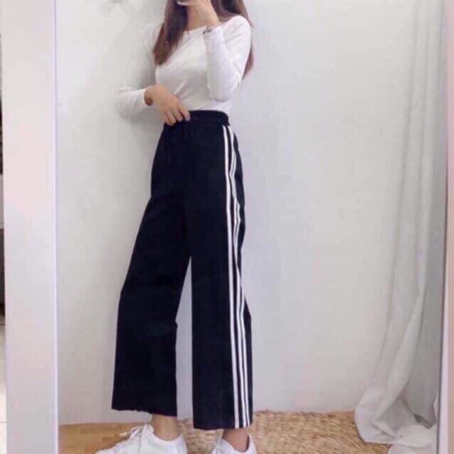 Quần Thể Thao 3 Sọc Nam Nữ Ống Rộng