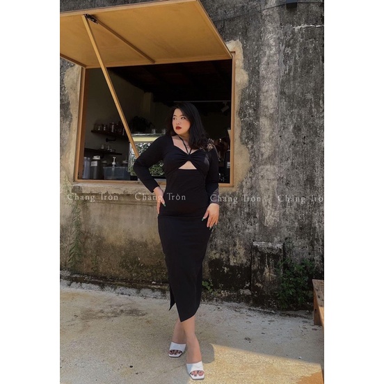 Đầm Body Cột Cổ Dài Bigsize - Chang tròn