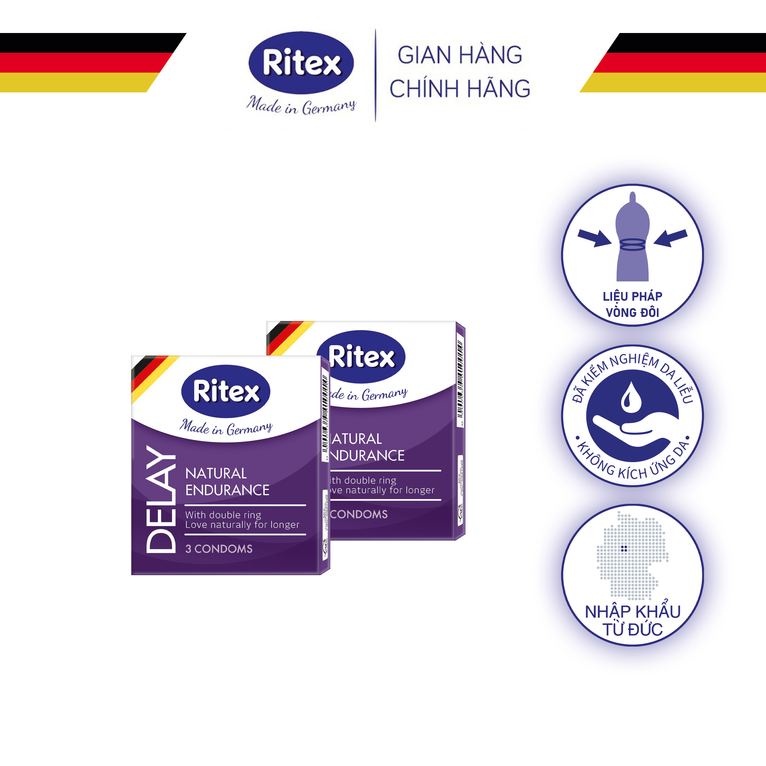 Combo 02 hộp bao cao su Ritex Delay - Kéo dài thời gian thế hệ mới -