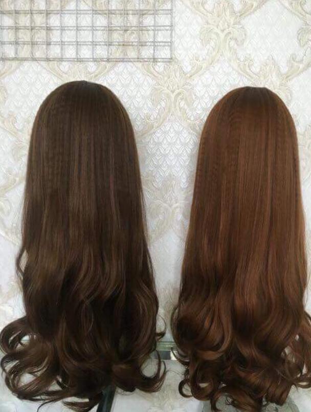 Tóc giả nữ cả đầu ❤️❤️ Tóc giả nguyên đầu xoăn đuôi bấm phồng chân tóc