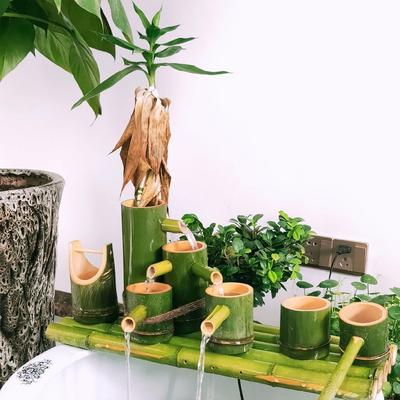 Thác nước phong thủy (tặng bánh xe gió)(thác nước bằng tre)