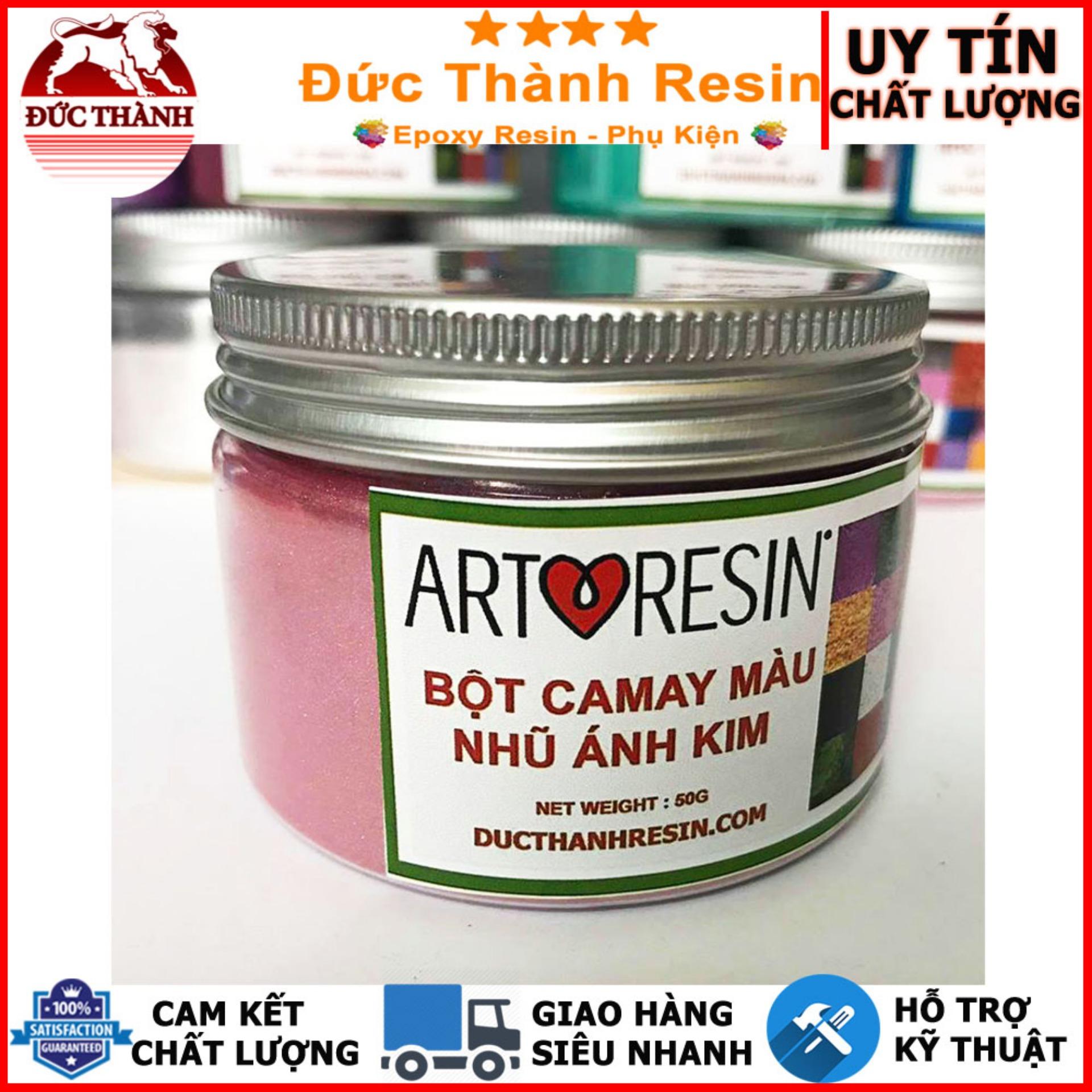 Bột camay nhũ ánh kim pha Epoxy Resin màu HỒNG - PINK 50g