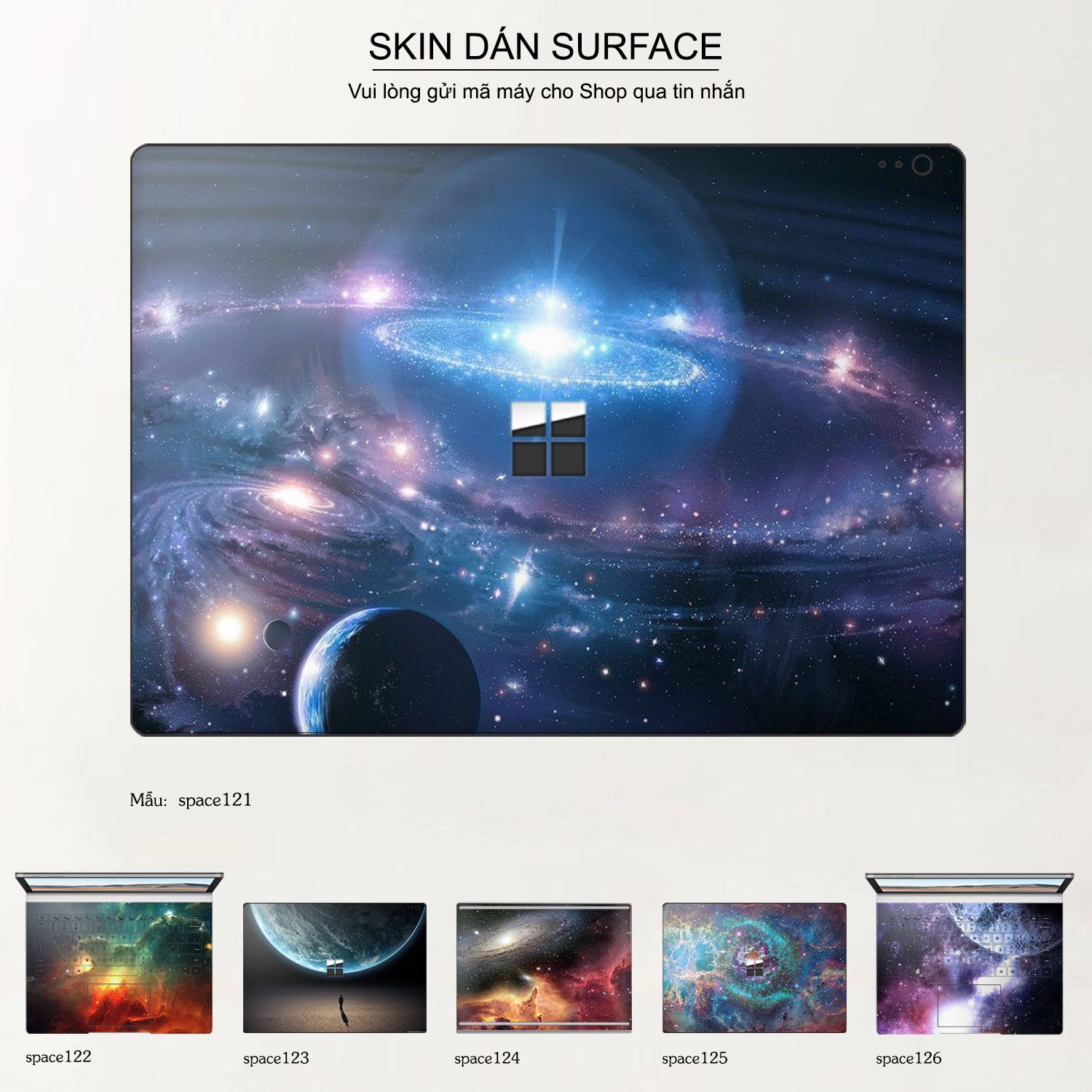 Decal Skin dán Surface Pro / Laptop / Go / Book mẫu không gian (inbox mã máy cho shop)