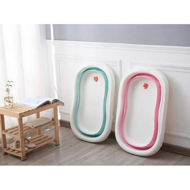 chậu tắm gấp gọn cho bé kèm phao tắm
