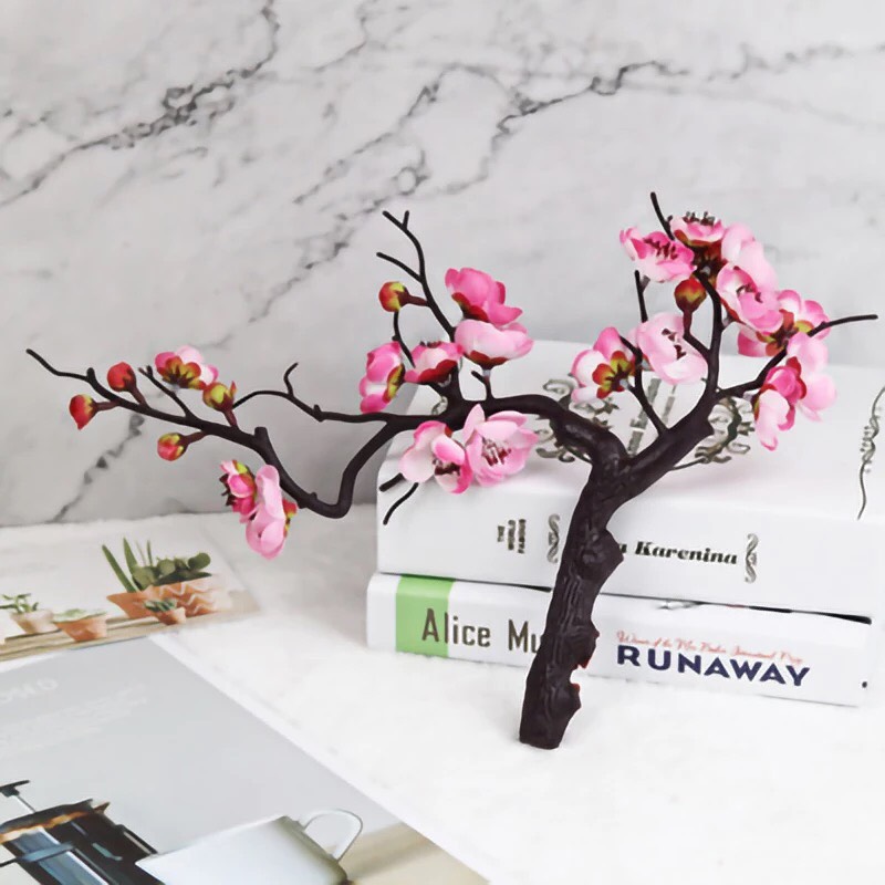 Cành đào nghệ thuật giả cao cấp dáng thác nước đổ trang trí nội thất, hoa lụa, hoa vải, hoa khô trang trí (chưa kèm lọ)
