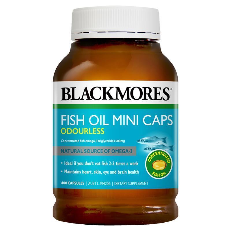 Dầu cá Blackmores Fish oil mini caps không mùi 400 viên cao cấp