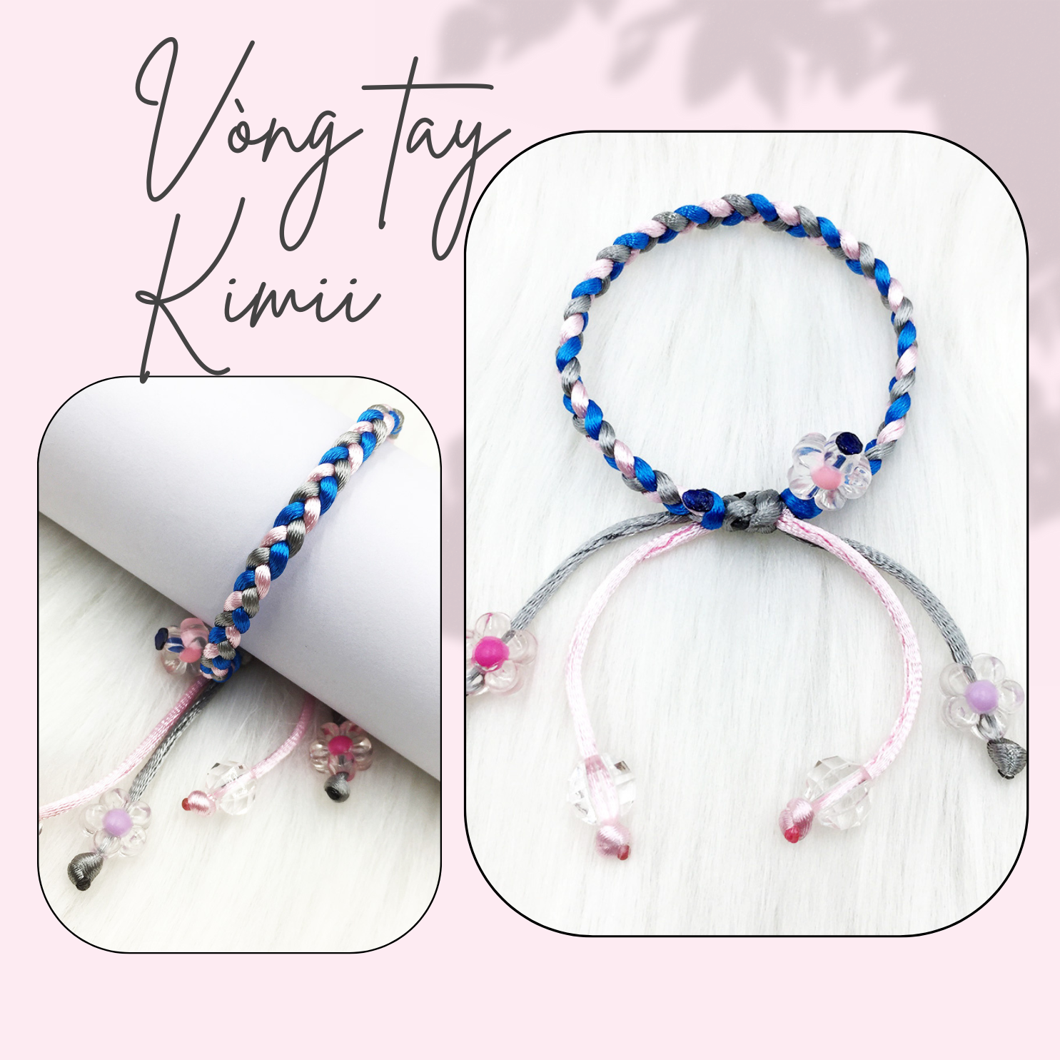 Vòng tay dây tim may mắn 3 màu xinh xắn V137 Vòng tay KIMII