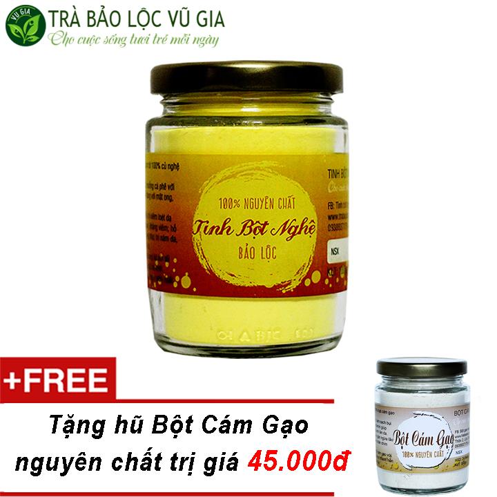 Tinh Bột Nghệ + Tặng Bột Cám Gạo  - Nguyên Chất Vũ Gia (100g/hũ) - Hỗ trợ đắp mặt nạ dưỡng da, tẩy tế bào chết cho da, đánh bay nhờn, mụn hiệu quả - Đã được kiểm nghiệm y tế