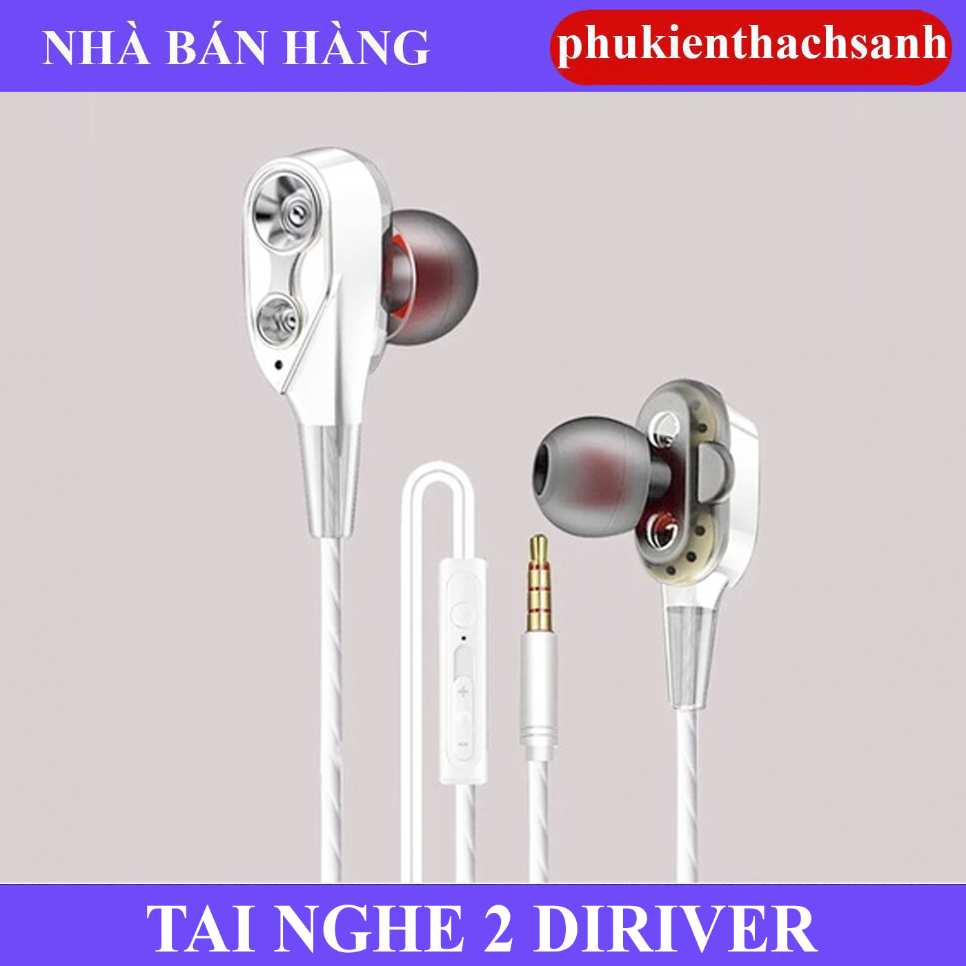 Tai nghe nhét tai hifi lõi kép siêu bass 4 loa, 2 DRIVER