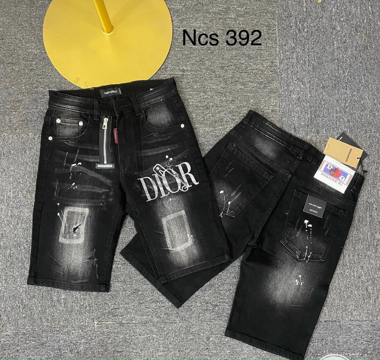 Quần short jean nam mix khoá kéo phối thêu DIO vải dày đẹp chuẩn như hình hàng chất lượng