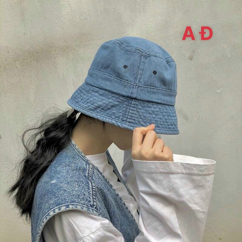Mũ buket jeans dáng cụp cá tính