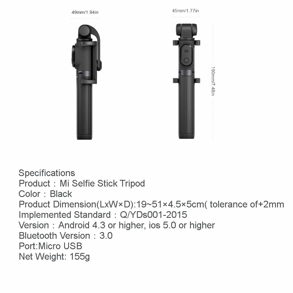 Xiaomi Foldable Tripod Selfie Stick Bluetooth With Wireless Shutter Selfie Stick For iPhone Android Xiaomi