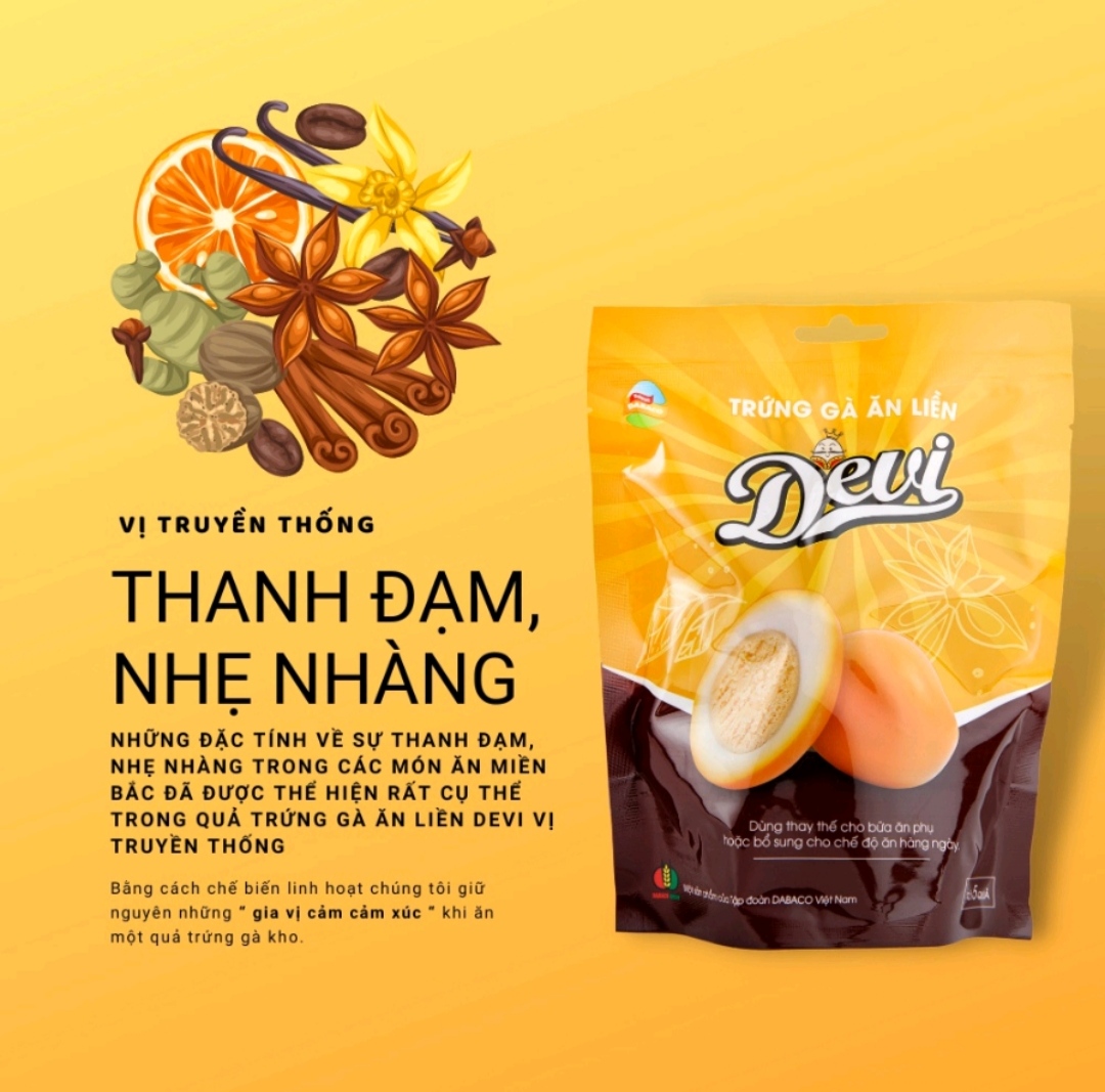 Túi 10 quả Trứng gà ăn liền Devi Dabaco (Ăn vặt, bữa sáng, bữa phụ)