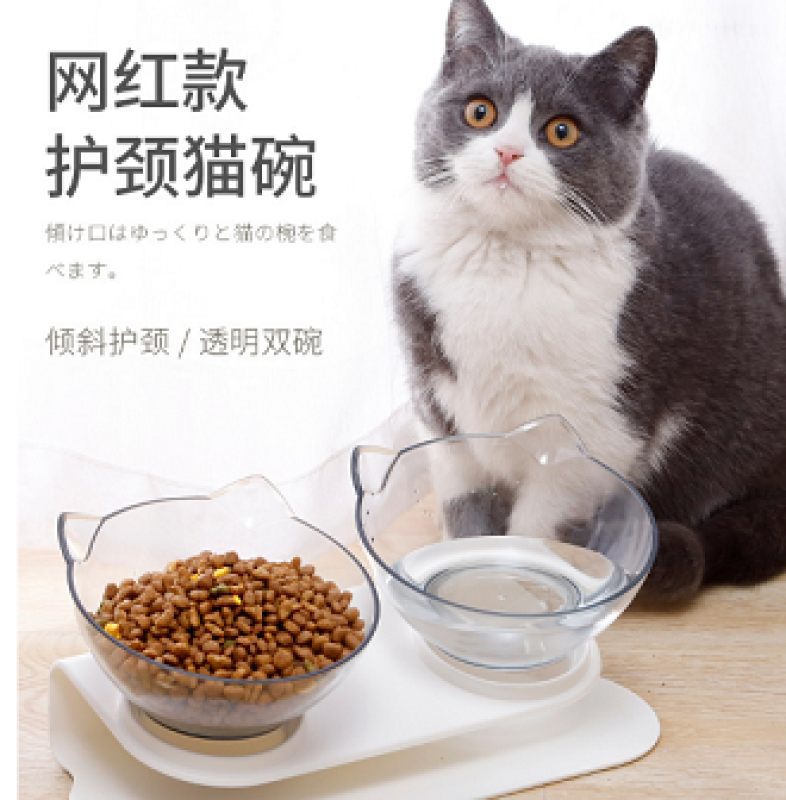 Bát ăn uống đôi trong suốt cho chó mèo