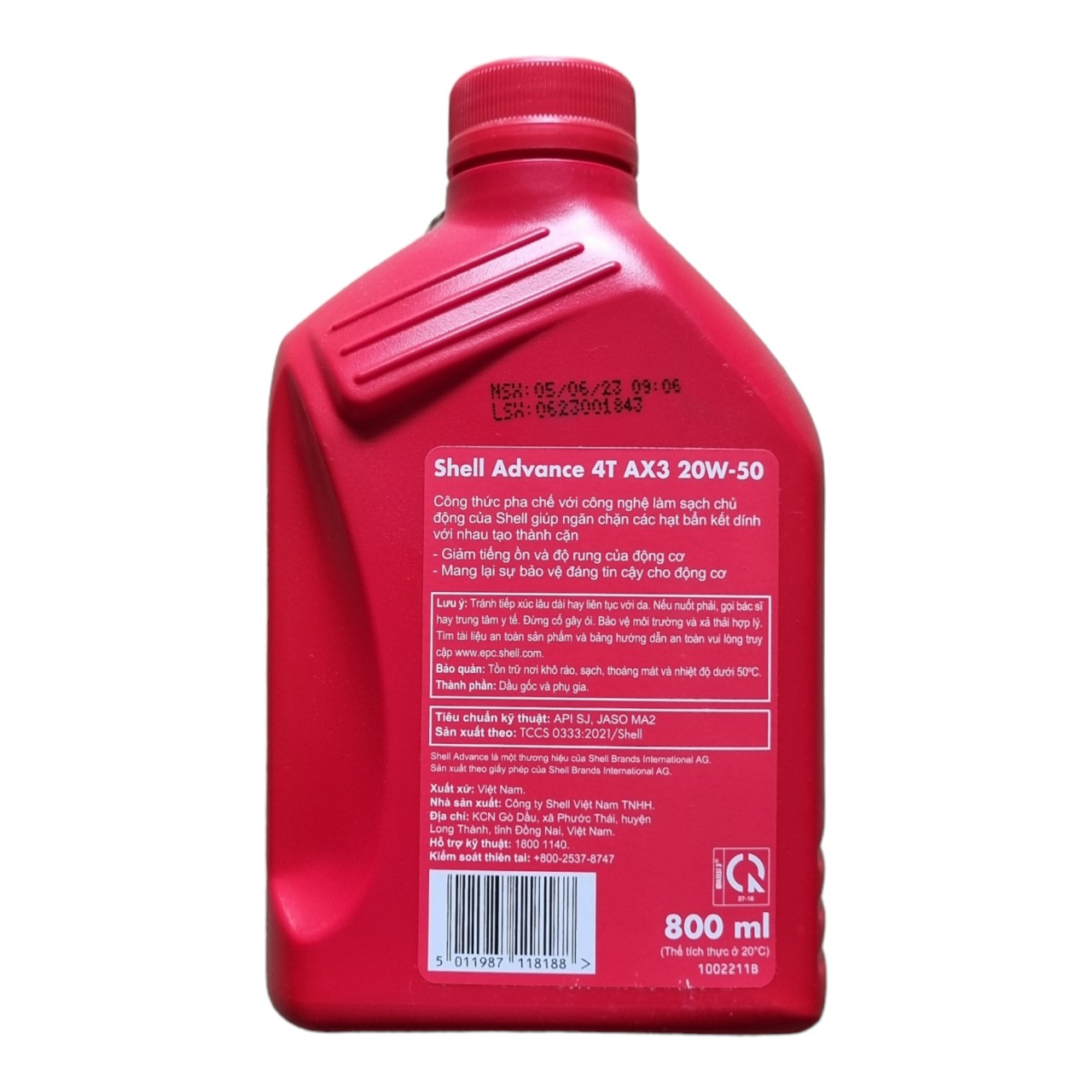 NHỚT SHELL ADVANCE AX3 20W-50 0,8L Xe Số