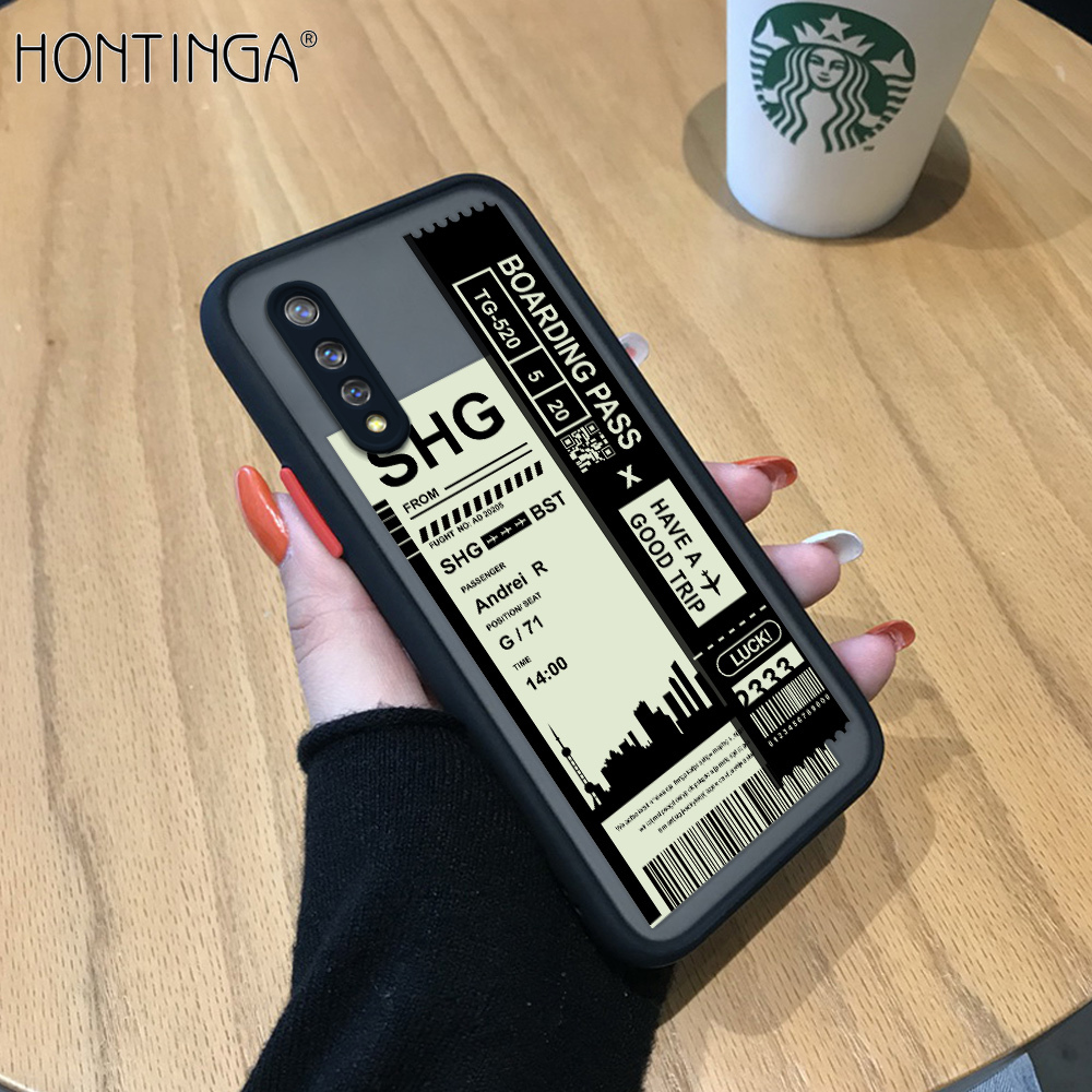 Hontinga Casing Case For VIVO S1 Case Air Ticket City Scenery Frosted Transparent Hard Phone Case Full Cover Camera Protect Casing Hard Case For Boys For Girls