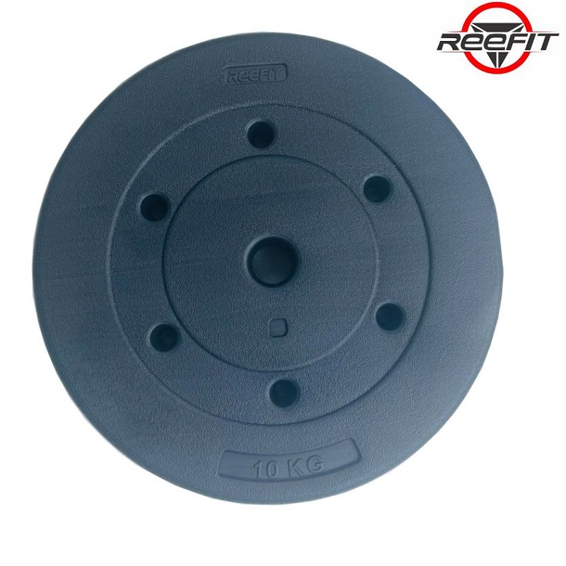 Tạ miếng nhựa đen Reefit 10kg có ruột phi 27