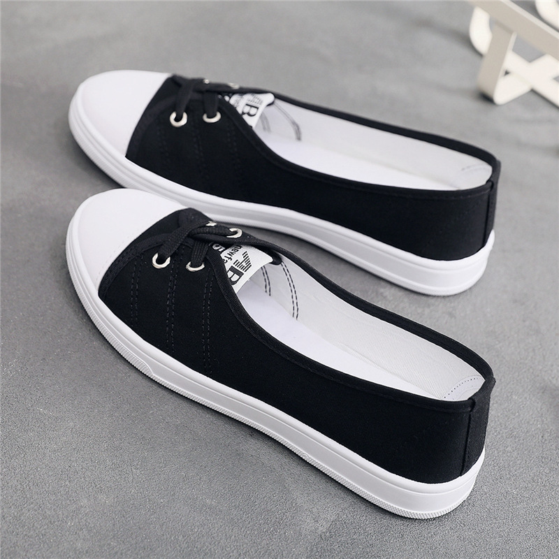 Giày lười vải cotton đế cao su 2p