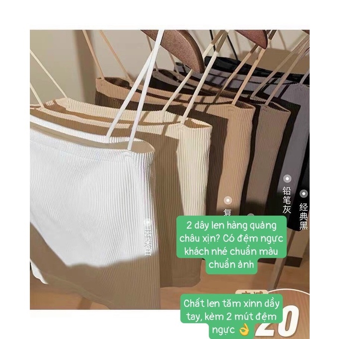 Áo 2 dây len gân có mút ngực - 2 dây croptop