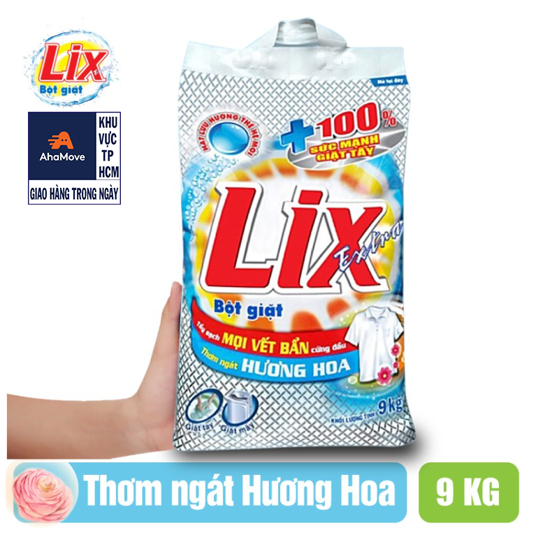 GIAO HỎA TỐCBột giặt Lix 9kg hương Hoa - Tiết Kiệm