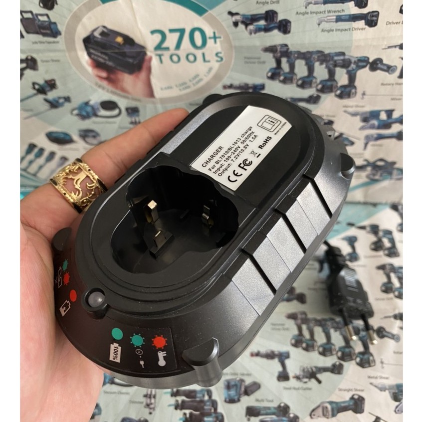Sạc pin makita 7.2v - 12v li-ion mới 100%, sử dụng điện ac 220v.