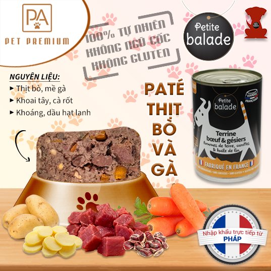 Pate cho chó Petite Balade hộp 400g