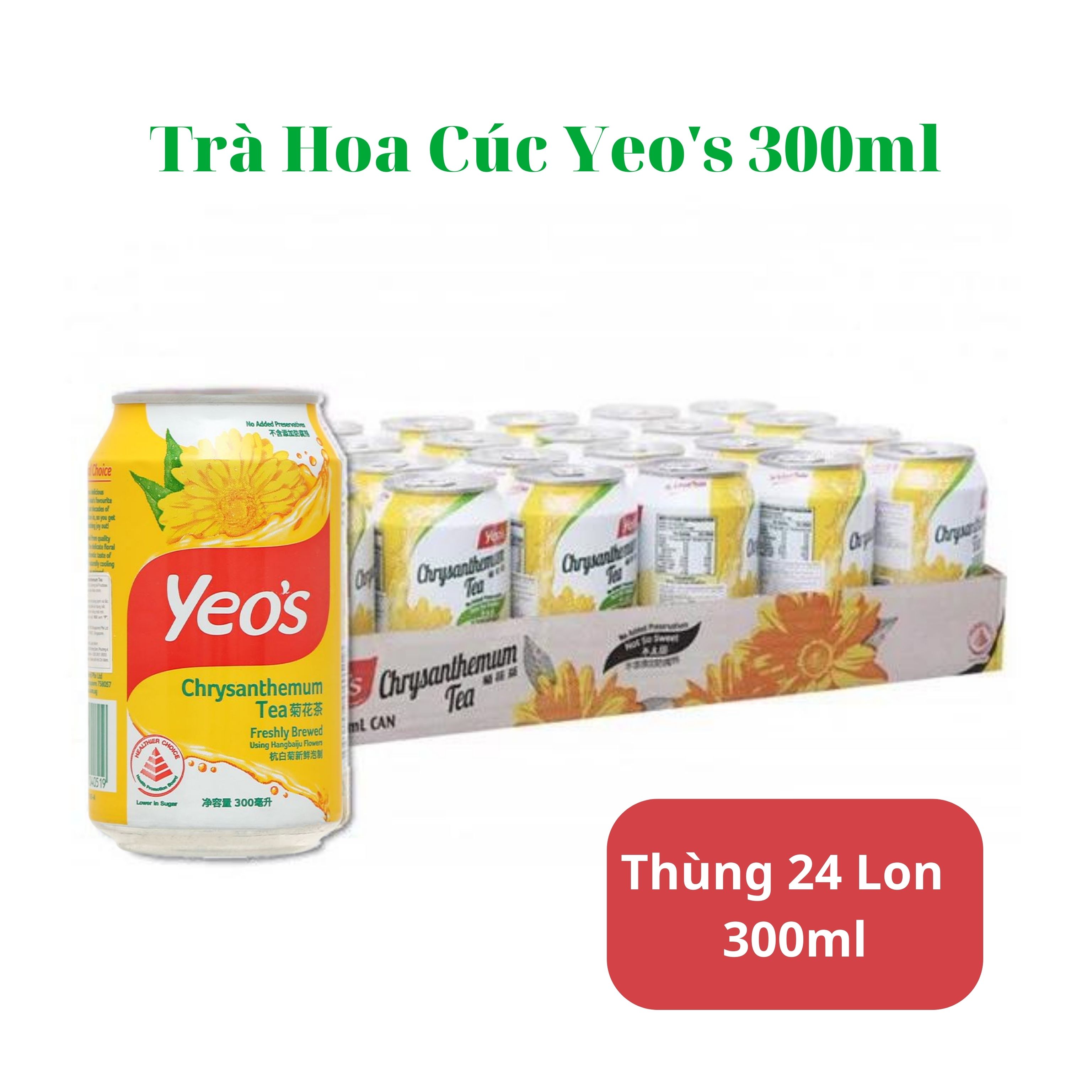 Thùng 24 Lon Trà Bí Đao, Trà Hoa Cúc Yeo's 300ml