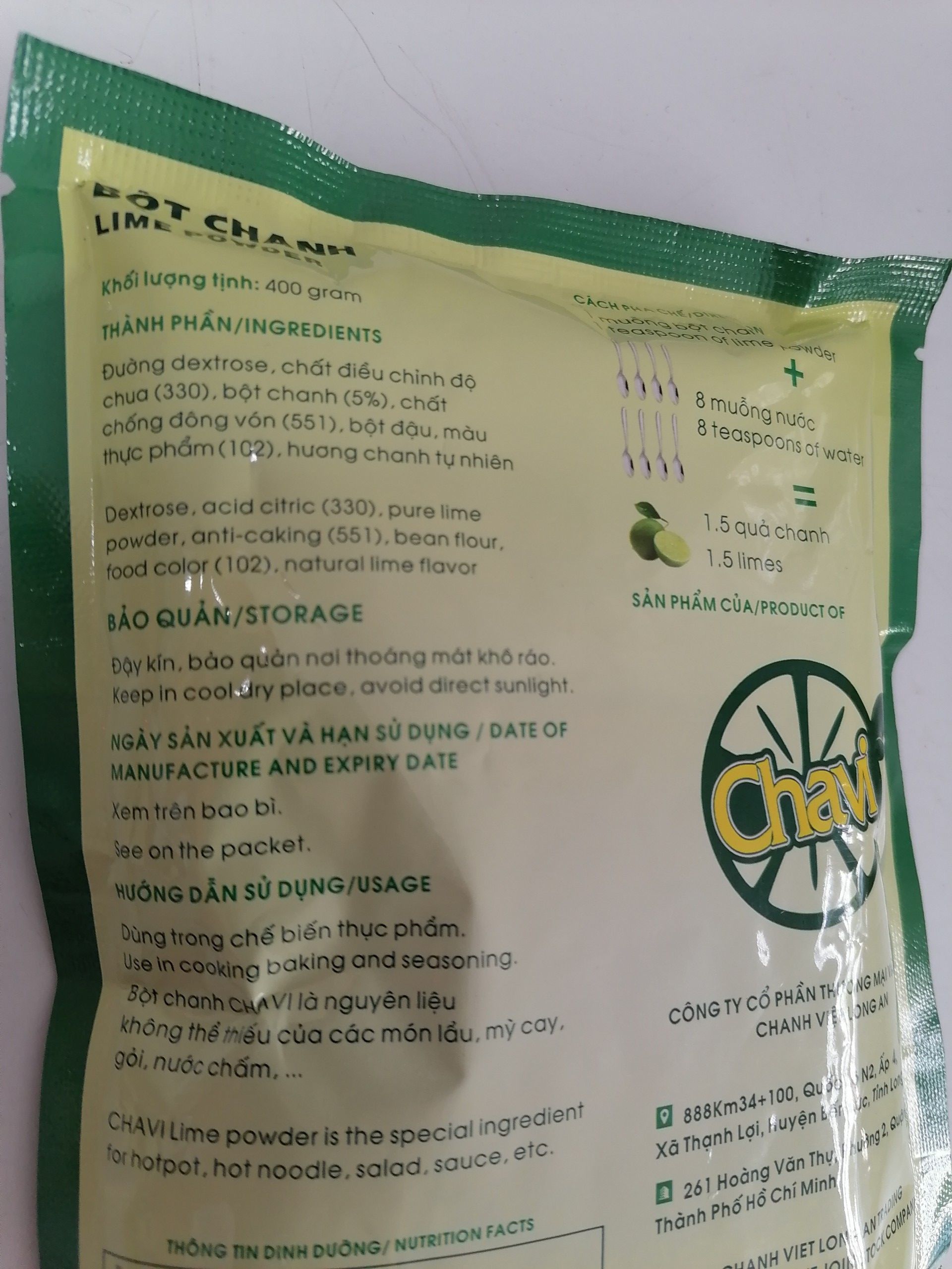 [400g] BỘT CHANH GIA VỊ [VN] CHAVI Lime Powder (bph-hk)