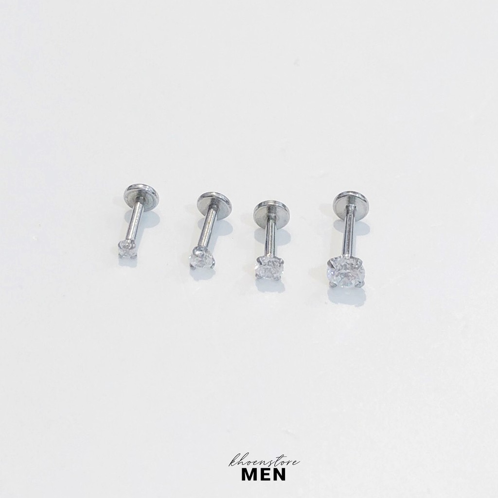 (1 Chiếc) Khuyên tai đá 2mm 3mm 4mm chân dẹp - Khoen Store