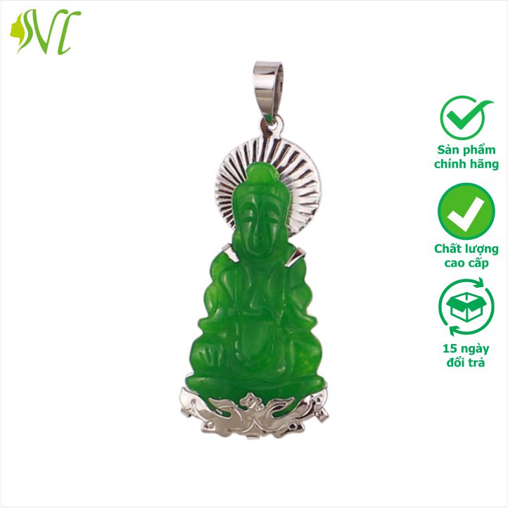 Mặt dây chuyền mặt phật quan âm mặt dây chuyền phật bà bằng đá không đen không gỉ xài nước tốt Người Đẹp Vì Lụa