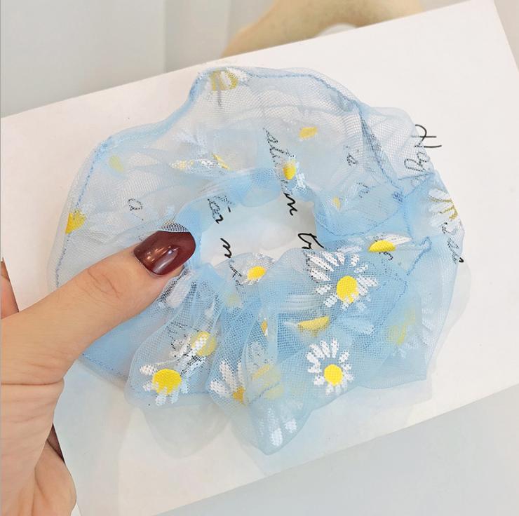 Buộc Tóc Hoa Cúc Vải Lưới Siêu Cute