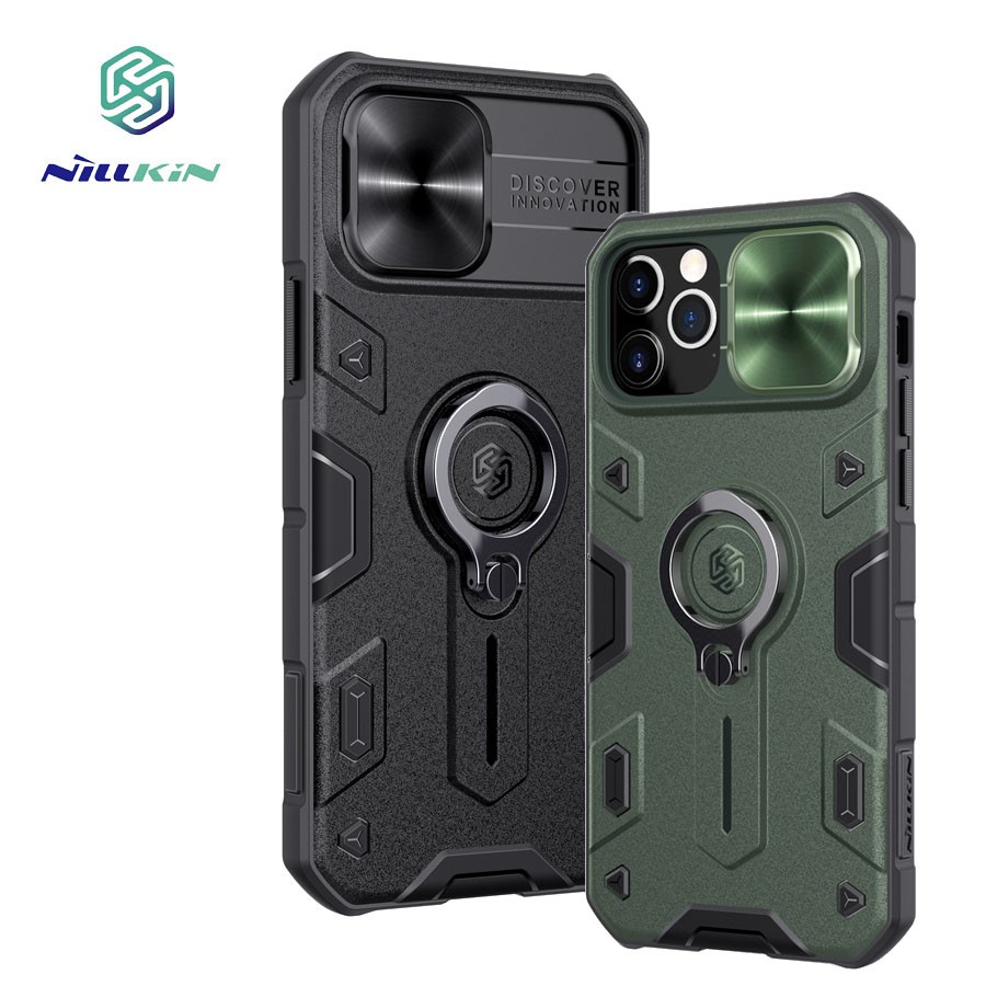 Ốp Lưng chống sốc kèm iring Nillkin CamShield Armor Cho iP 12 & 12 Pro / iP 12 Pro Max