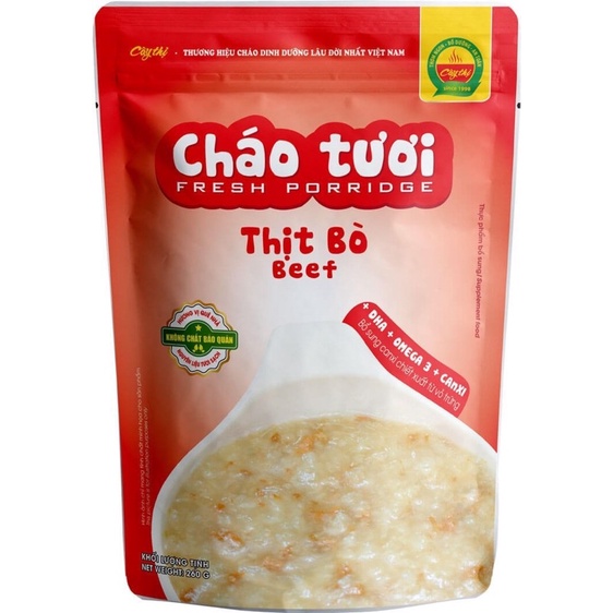 Cháo thịt bò-Cháo tươi ăn liền-Cháo bịch-Cháo gói tươi-Cháo dinh dưỡng