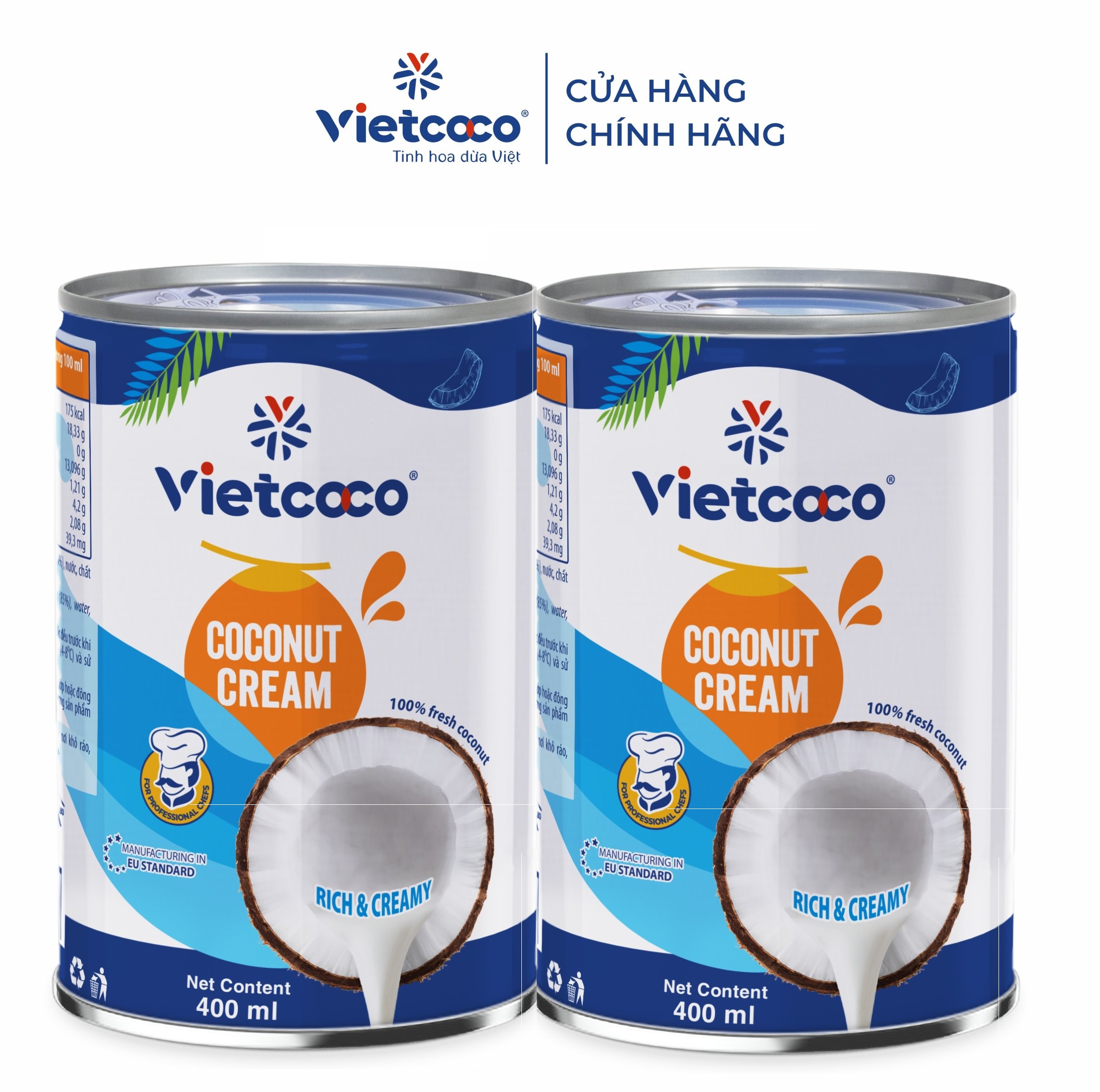 COMBO 2 LON Nước Cốt dừa tươi Vietcoco lon 400ml - Tiện lợi cho món ăn Việt