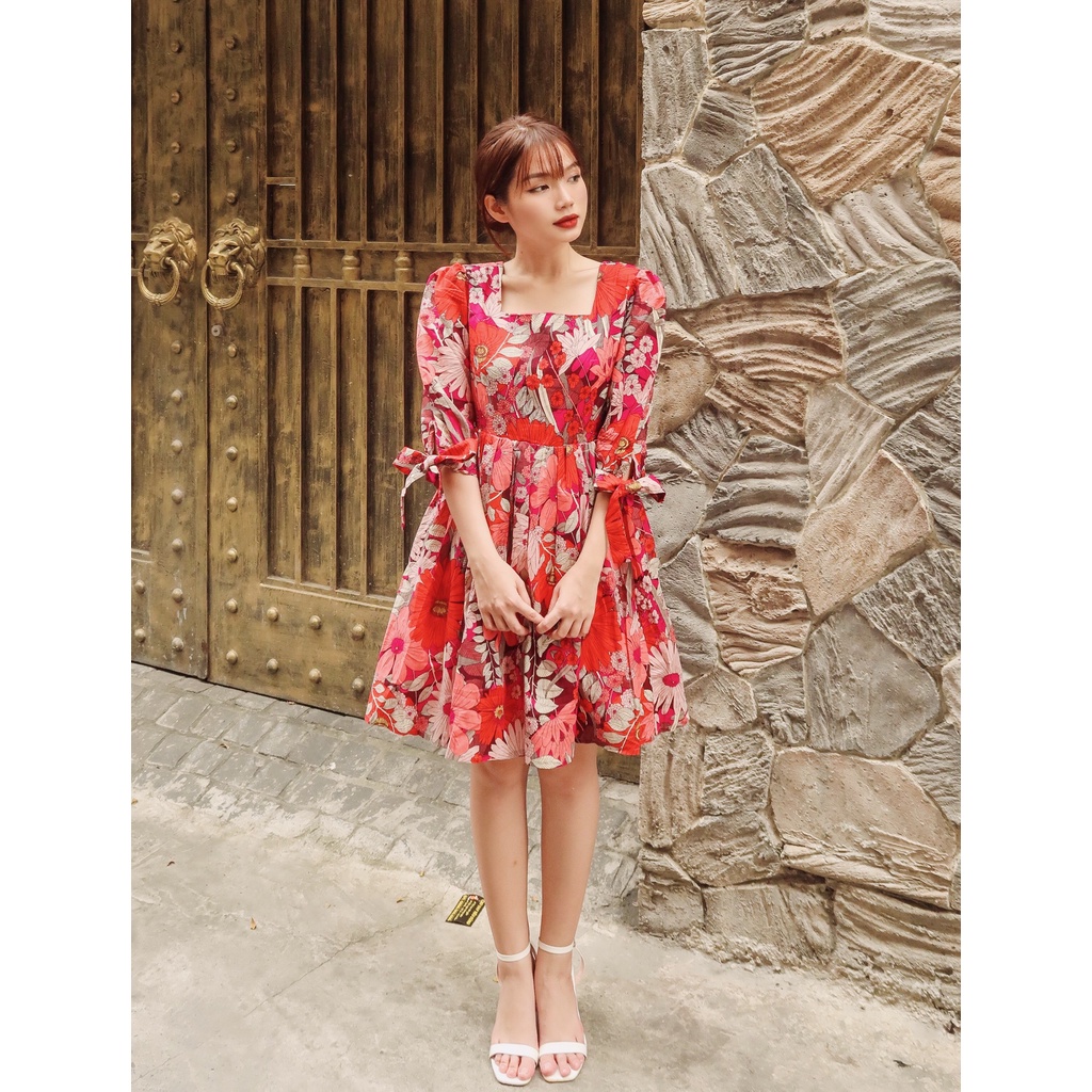 Đầm hoa babydoll tay nơ - ad22004 - blazersaigon