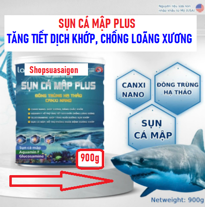 (Chính hãng; 900g, HSD 2027) Sữa bột Sụn cá mập Plus Đông Trùng hạ Thảo Canxi Nano.