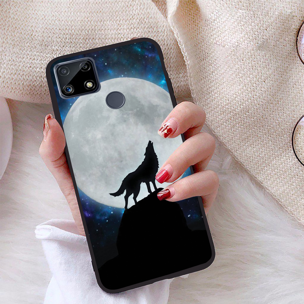 Ốp lưng iCase dành cho Realme C25Y viền dẻo TPU BST Sói và ánh trăng
