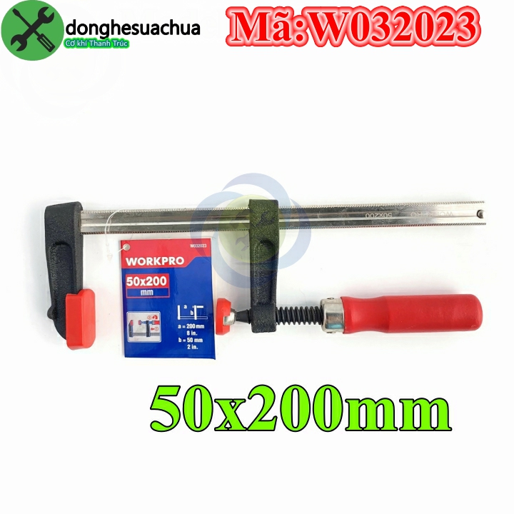 Kẹp gỗ chữ f workpro w032023 kích thước 50 x 200mm bằng thép