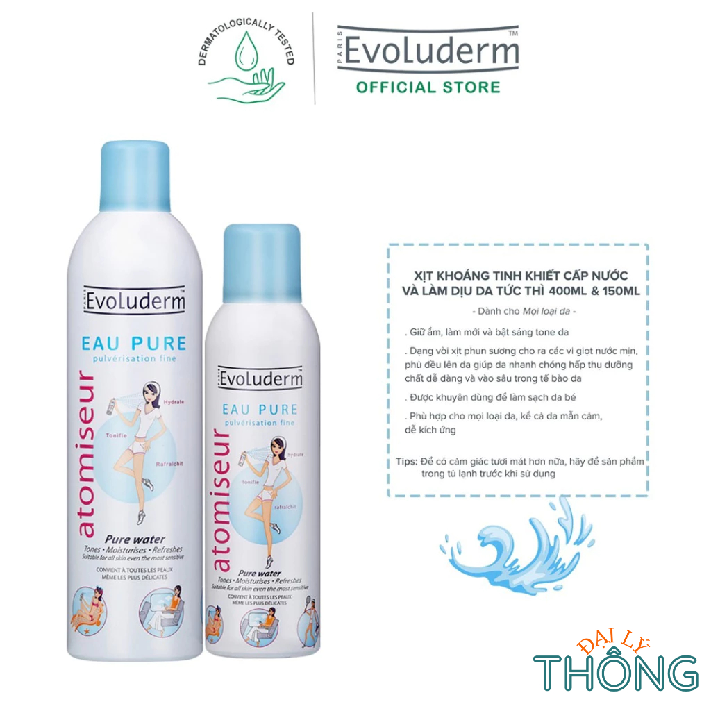 EVOLUDERM Atomiseur Eau Pure (400ml - 150ml)
