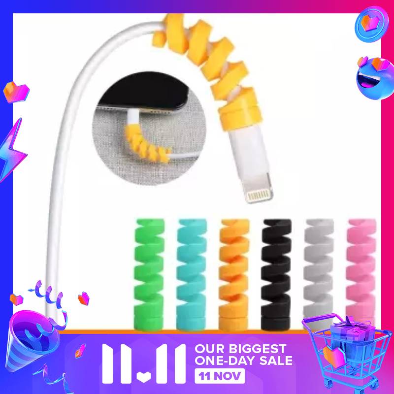6 Colour Combo Bumper Spiral Twist Cable Protector For IPhone IPad IPod MacBook