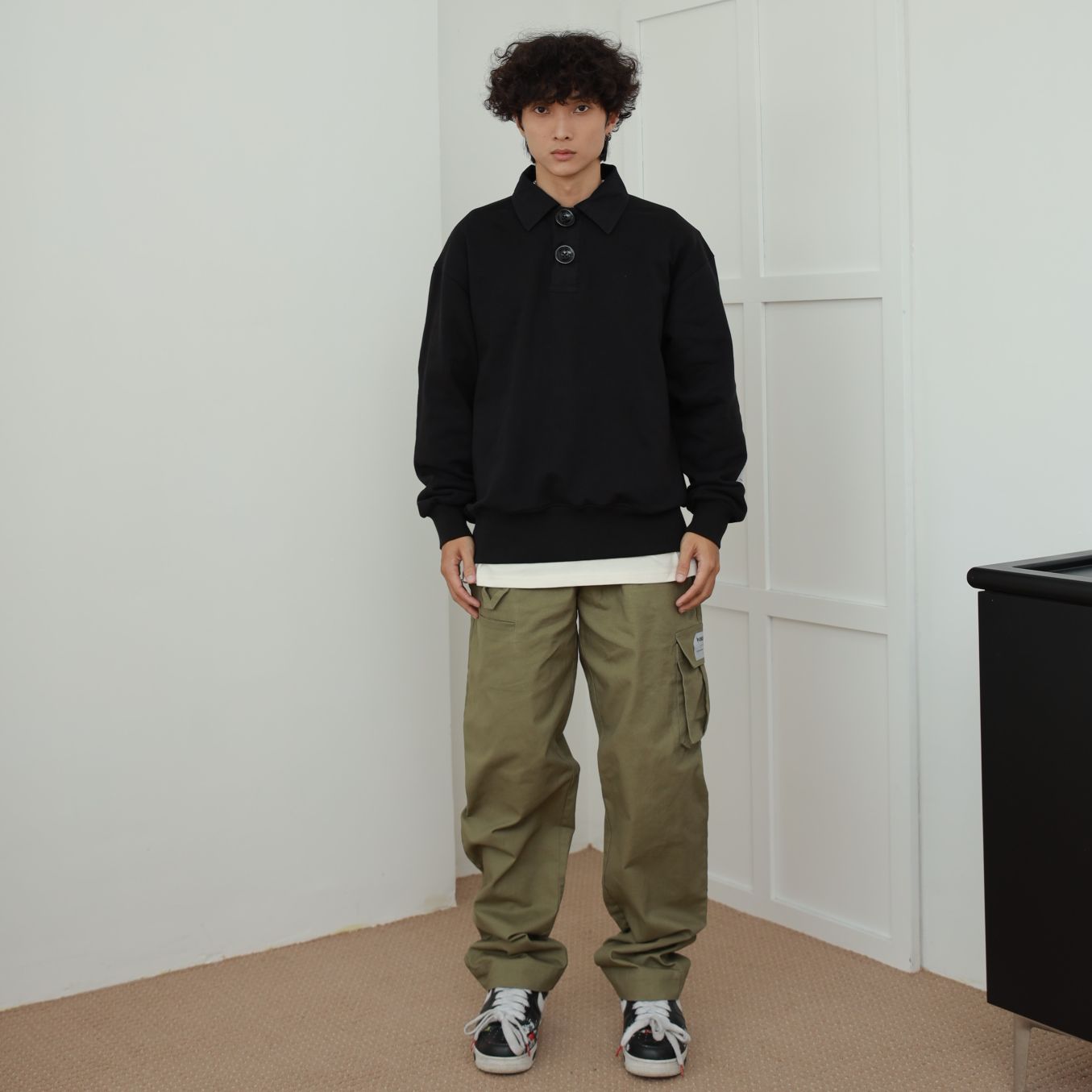 ÁO POLO TAY DÀI ĐEN [BASIC RUGBY SWEATER] - PUBERTY