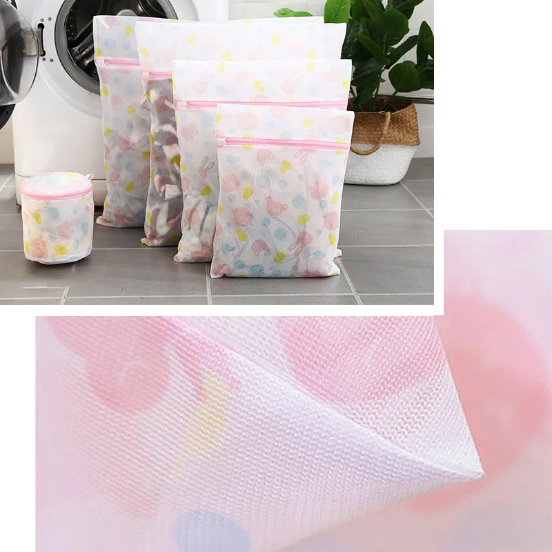 Túi lưới giặt quần áo, dụng cụ giặt giũ bằng lưới, túi lưới hoa văn giặt đồ dùng cho máy giặt, túi lưới dày giặt đồ lót, túi lưới đựng đồ có khóa kéo