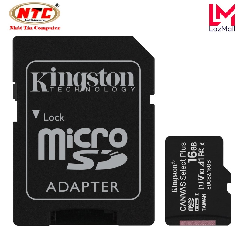 Thẻ nhớ microSDHC Kingston Canvas Select Plus 16GB U1 V10 A1 100MB/s - Kèm Adapter (Đen) - Nhat Tin Authorised Store