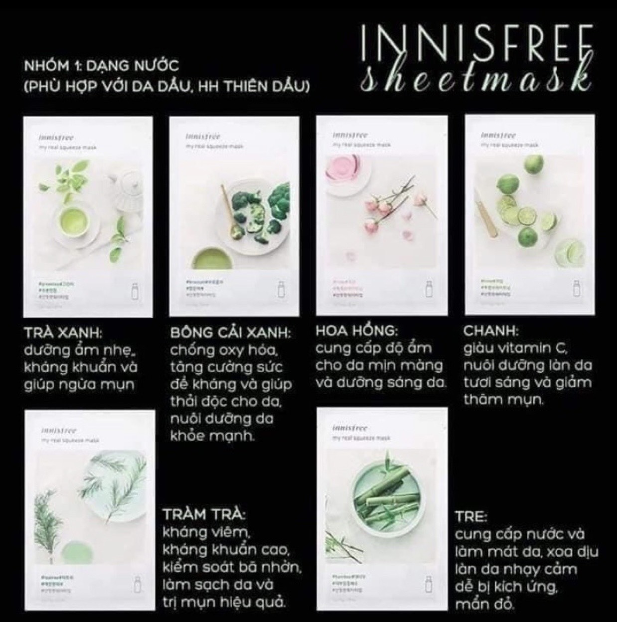 Mặt Nạ Dưỡng Da Innisfree 18 Vị