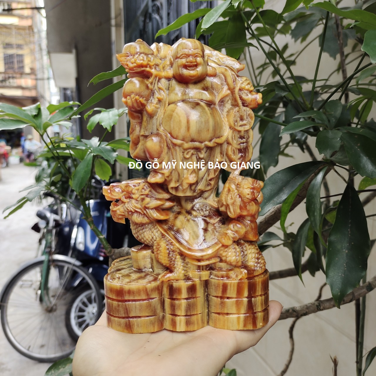 Tượng phật di lặc gỗ huyết long cao 20 cm