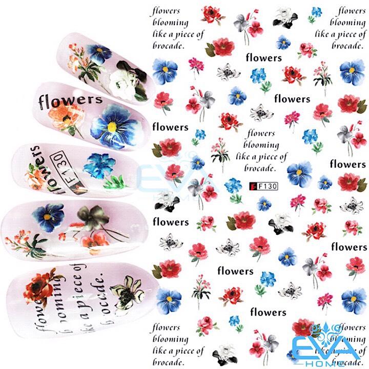 [HCM]Miếng Dán Móng Tay 3D Nail Sticker Tráng Trí Hoạ Tiết Bông Hoa F130
