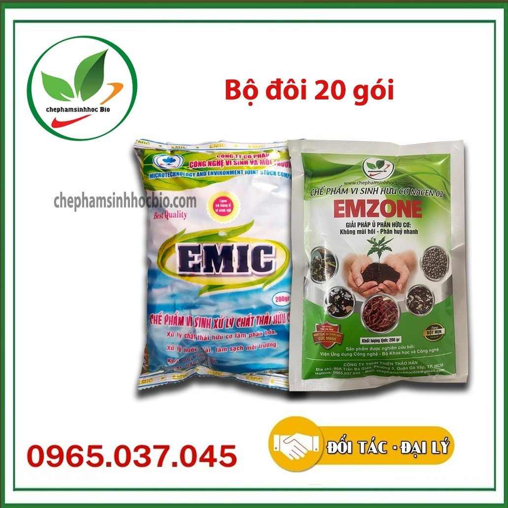 Combo bộ đôi 20 gói. bộ đôi chế phẩm sinh học em+emzone. gói 200gr