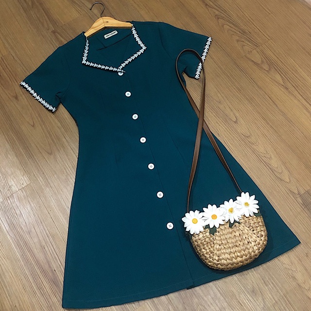 [HCM]Đầm sm viền ren hoa (kèm hình thật)