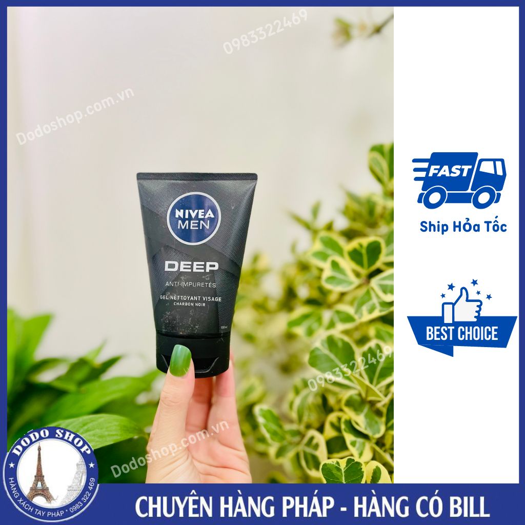 Sữa rửa mặt Nivea Men Deep than đen hoạt tính hút nhờn sáng da , sữa rửa mặt dành cho nam giới_Dodoshop.com.vn